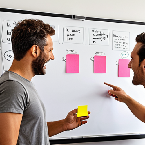 **

A dynamic team brainstorming session in a modern Italian office. Diverse professionals actively engaged, using whiteboards and sticky notes to define ambitious but realistic OKRs. Emphasize collaboration and energy, with natural light and a focus on the faces of the participants showing enthusiasm and problem-solving. The overall mood should be positive and forward-thinking, reflecting a results-oriented culture.

**