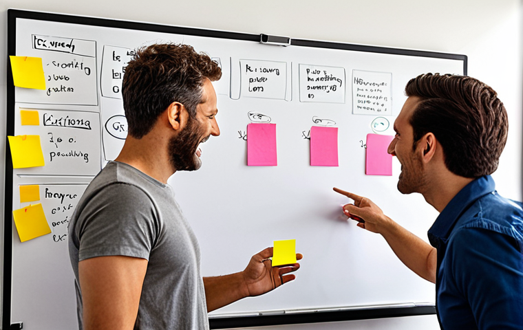 **
A dynamic team brainstorming session in a modern Italian office. Diverse professionals actively engaged, using whiteboards and sticky notes to define ambitious but realistic OKRs. Emphasize collaboration and energy, with natural light and a focus on the faces of the participants showing enthusiasm and problem-solving. The overall mood should be positive and forward-thinking, reflecting a results-oriented culture.
**